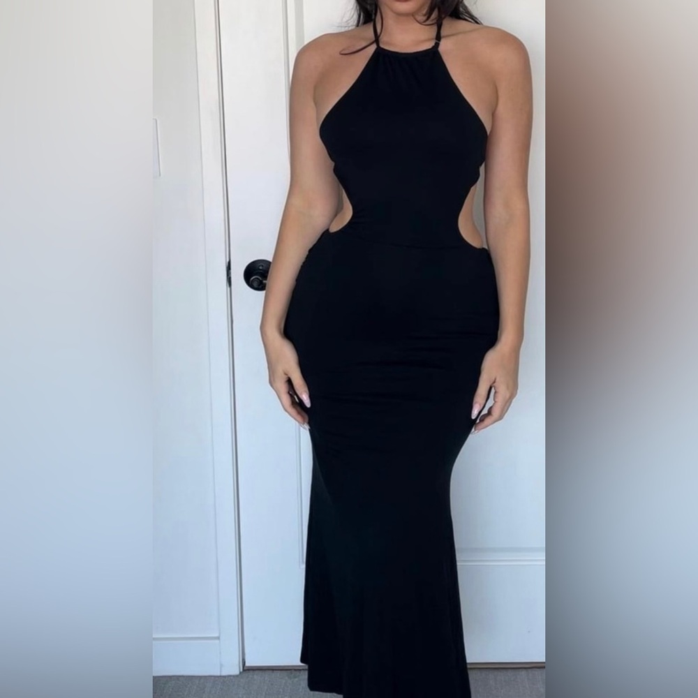 Elegant Black Halter Dress